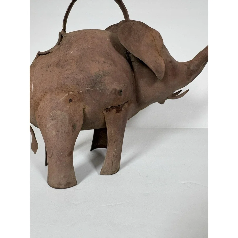 Rustic Metal Elephant Watering Can Garden Decor Primitive Folk Art Weathered